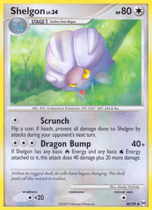 Arceus Shelgon card front, 48/99