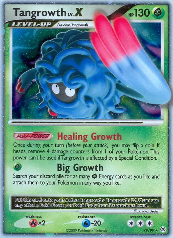 Arceus Tangrowth LV.X card front, 99/99