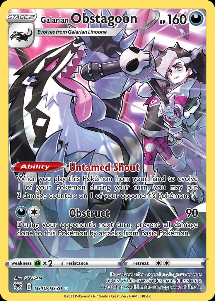 Astral Radiance Galarian Obstagoon card front, TG10/TG30