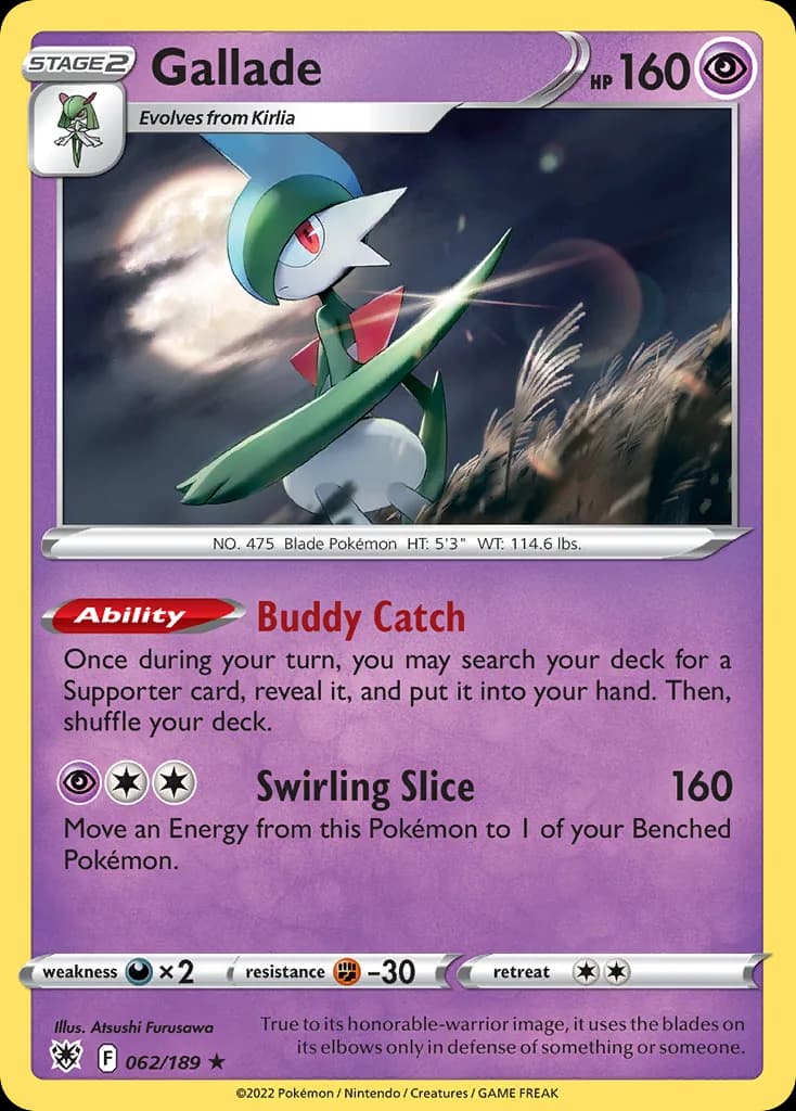 Gallade card front, Astral Radiance 62/189