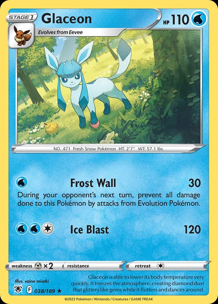 Glaceon card front, Astral Radiance 38/189