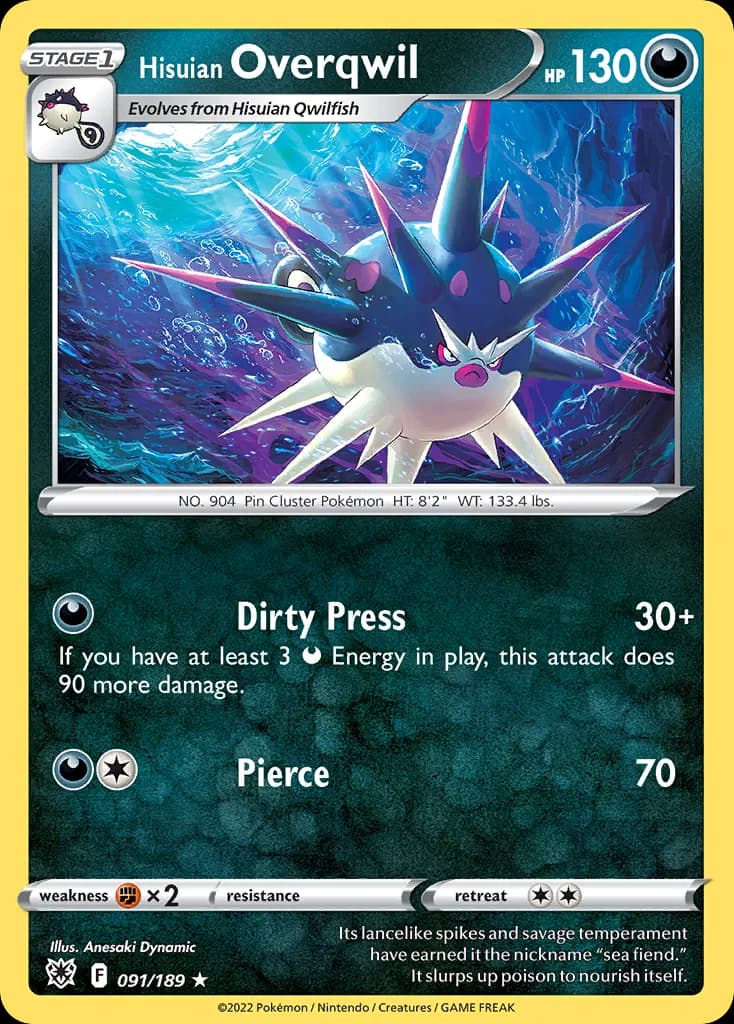 Astral Radiance Hisuian Overqwil card front, 91/189