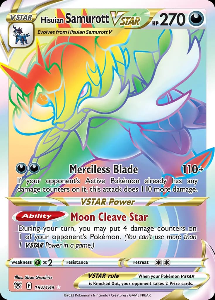 Astral Radiance Hisuian Samurott VSTAR card front, 197/189