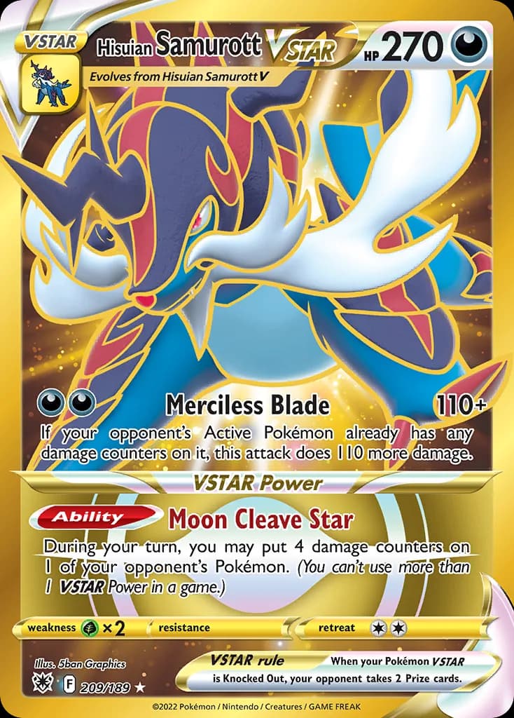 Astral Radiance Hisuian Samurott VSTAR card front, 209/189