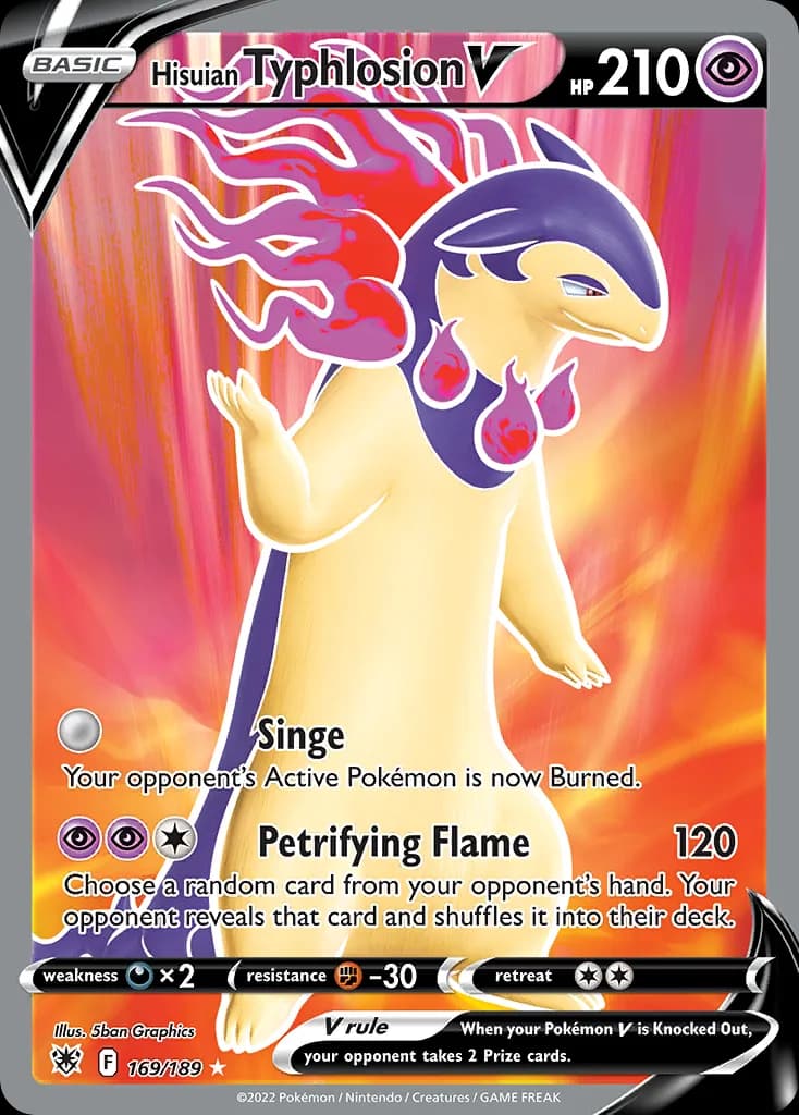 Hisuian Typhlosion V card front, Astral Radiance 169/189