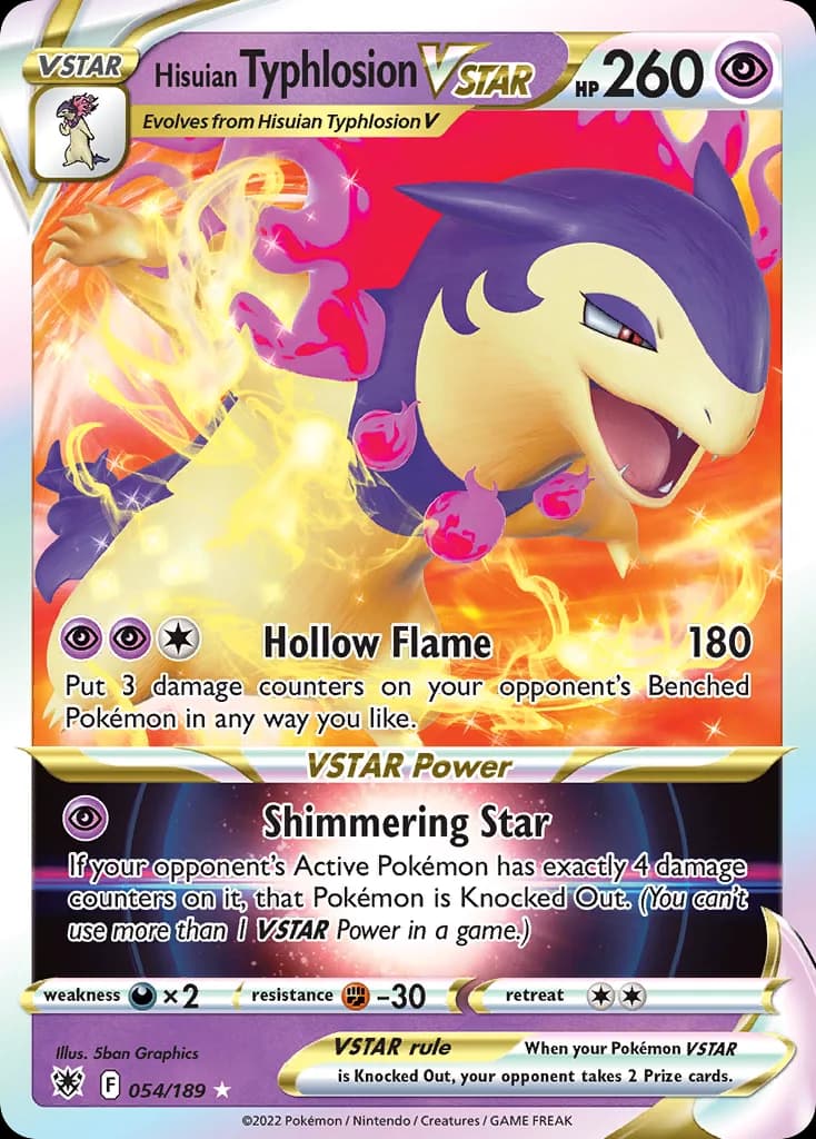 Hisuian Typhlosion VSTAR card front, Astral Radiance 54/189