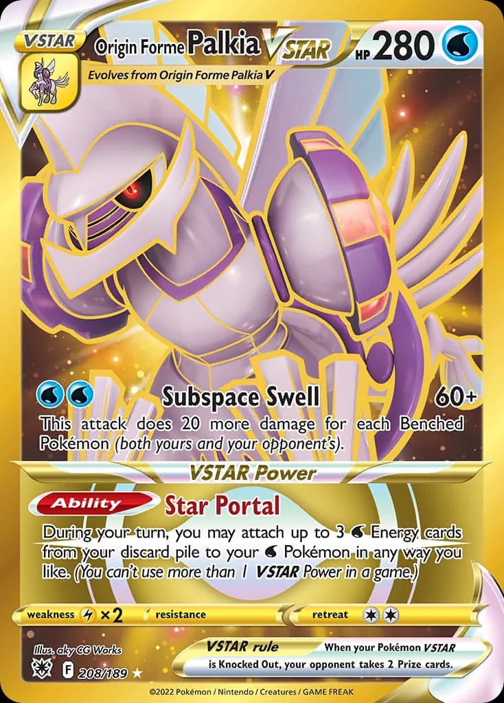 Astral Radiance Origin Forme Palkia VSTAR card front, 208/189