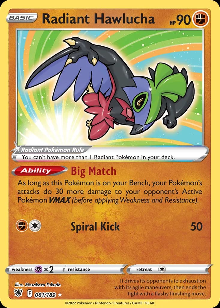 Astral Radiance Radiant Hawlucha card front, 81/189