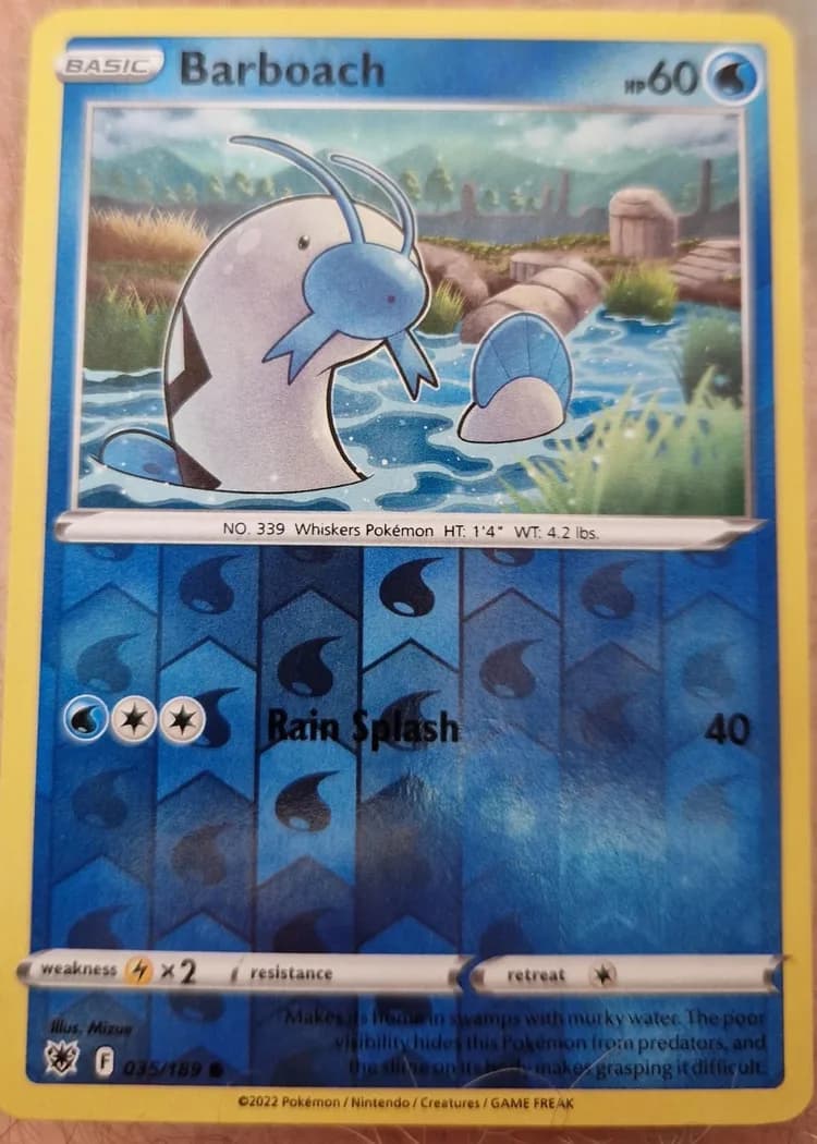 Barboach reverse holo card front, Astral Radiance 35/189