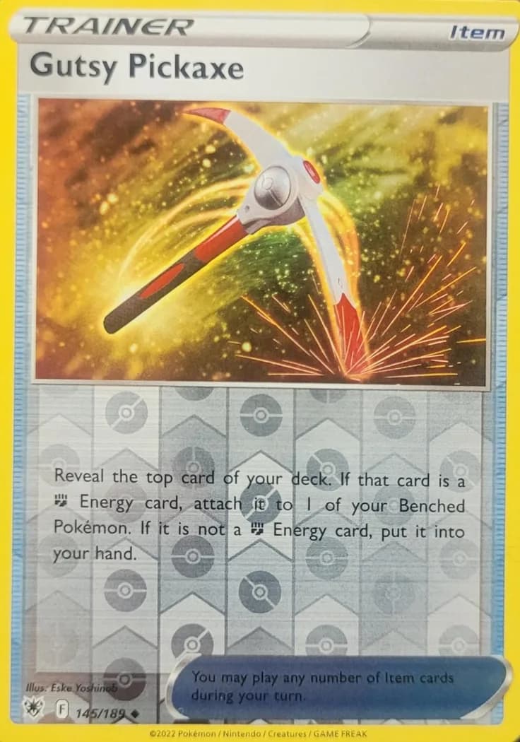 Gutsy Pickaxe reverse holo card front, Astral Radiance 145/189