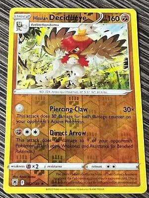 Hisuian Decidueye reverse holo card front, Astral Radiance 82/189