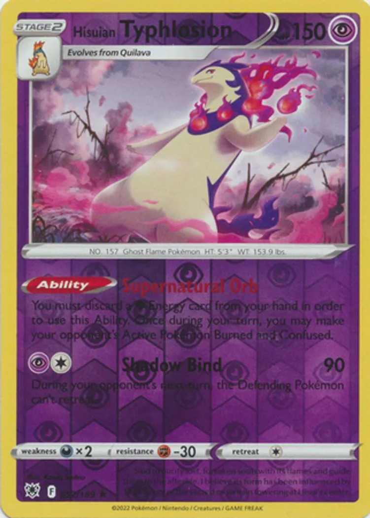 Hisuian Typhlosion reverse holo card front, Astral Radiance 52/189