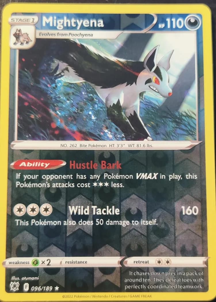 Mightyena reverse holo card front, Astral Radiance 96/189