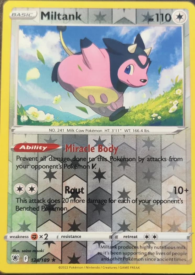 Miltank reverse holo card front, Astral Radiance 126/189