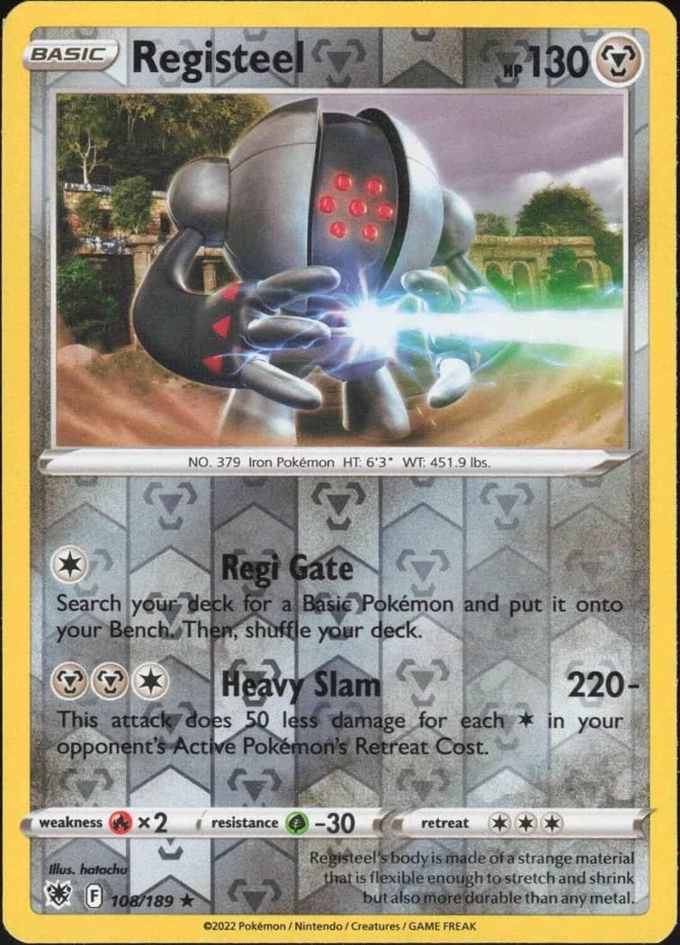 Registeel reverse holo card front, Astral Radiance 108/189