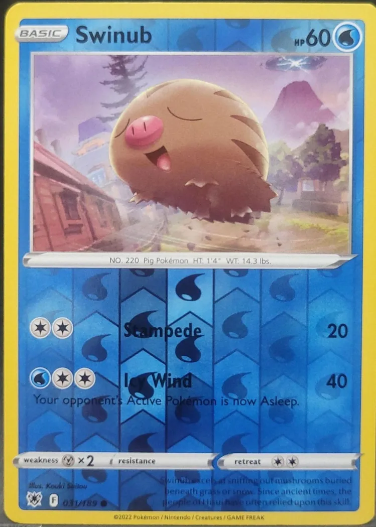 Swinub reverse holo card front, Astral Radiance 31/189