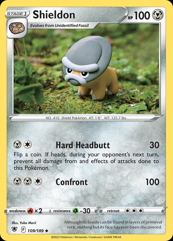 Shieldon, Astral Radiance 109/189, English non-holo base-card reference; reverse-holo finish is not shown
