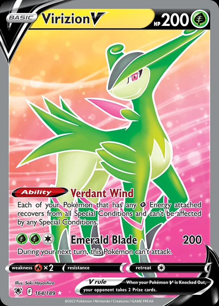 Astral Radiance Virizion V card front, 164/189