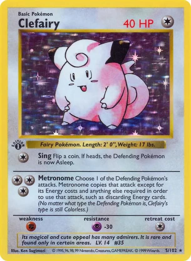 1st Edition Clefairy card front, Base Set 5/102