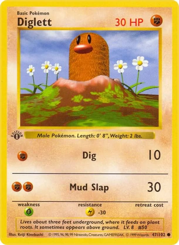 1st Edition Diglett card front, Base Set 47/102