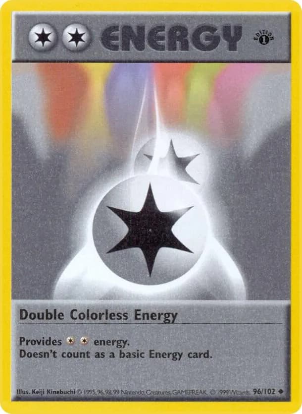 1st Edition Double Colorless Energy card front, Base Set 96/102
