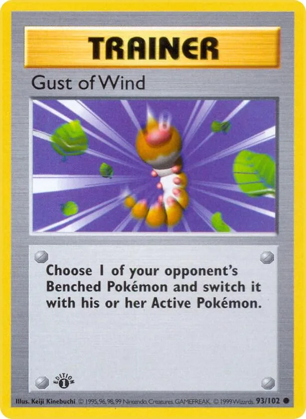 1st Edition Gust of Wind card front, Base Set 93/102