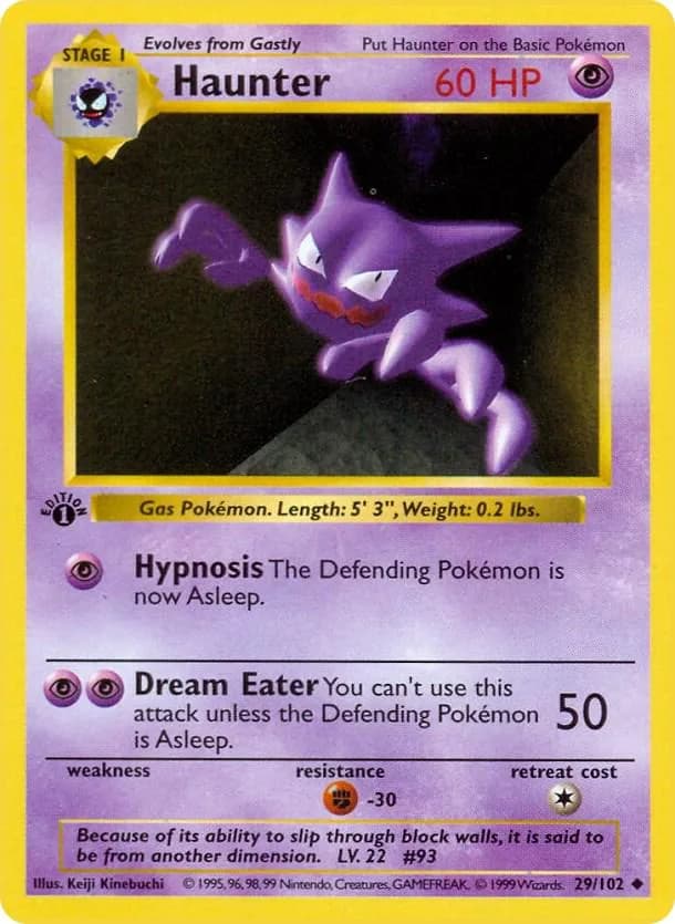 1st Edition Haunter card front, Base Set 29/102
