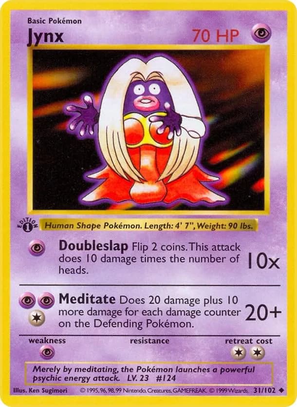 1st Edition Jynx card front, Base Set 31/102
