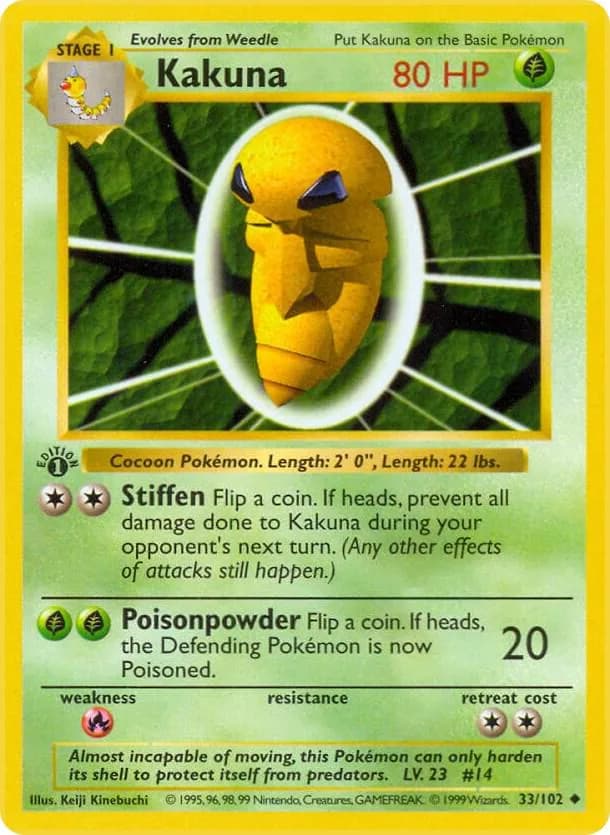 1st Edition Kakuna card front, Base Set 33/102