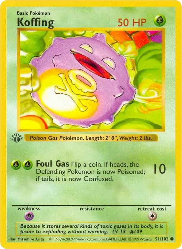 1st Edition Koffing card front, Base Set 51/102