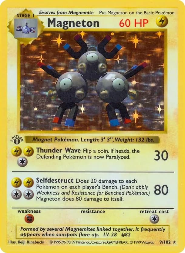 1st Edition Magneton card front, Base Set 9/102