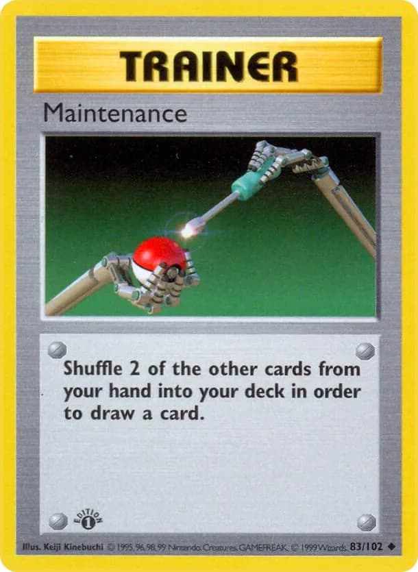 1st Edition Maintenance card front, Base Set 83/102