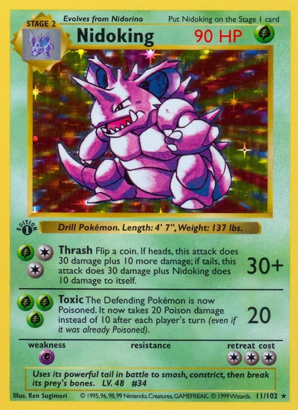 Nidoking card front, Base Set 11/102