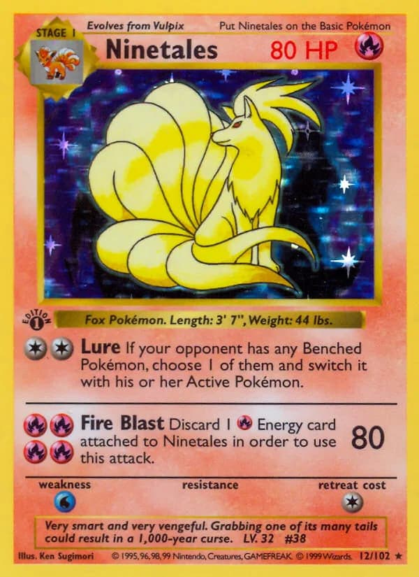 Ninetales card front, Base Set 12/102
