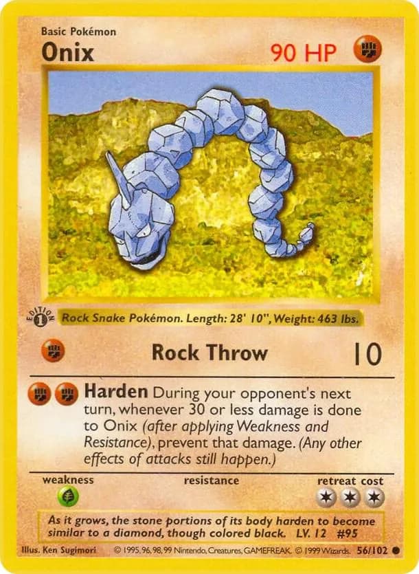 1st Edition Onix card front, Base Set 56/102