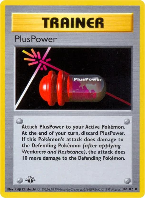 1st Edition PlusPower card front, Base Set 84/102