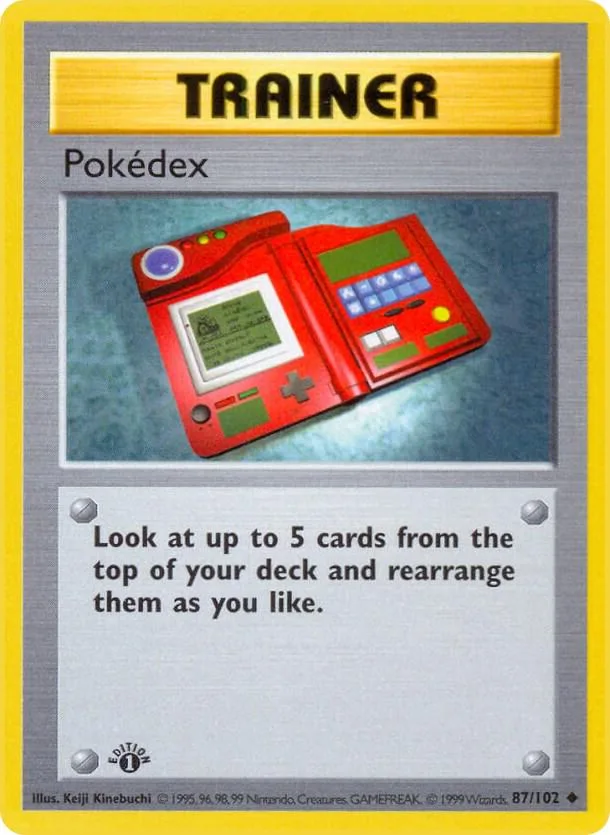 1st Edition Pokédex card front, Base Set 87/102