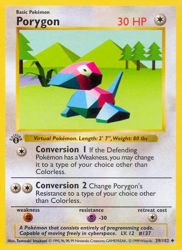 Porygon card front, Base Set 39/102