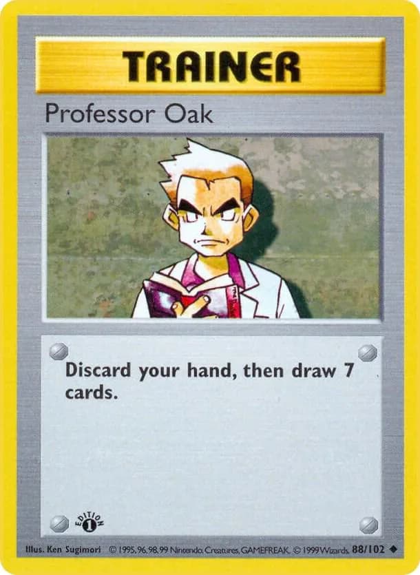 1st Edition Professor Oak card front, Base Set 88/102