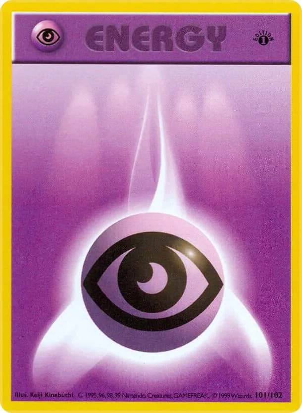 1st Edition Psychic Energy card front, Base Set 101/102