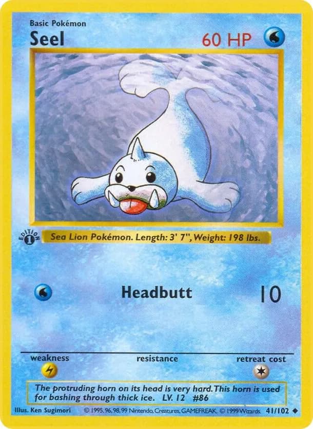 1st Edition Seel card front, Base Set 41/102