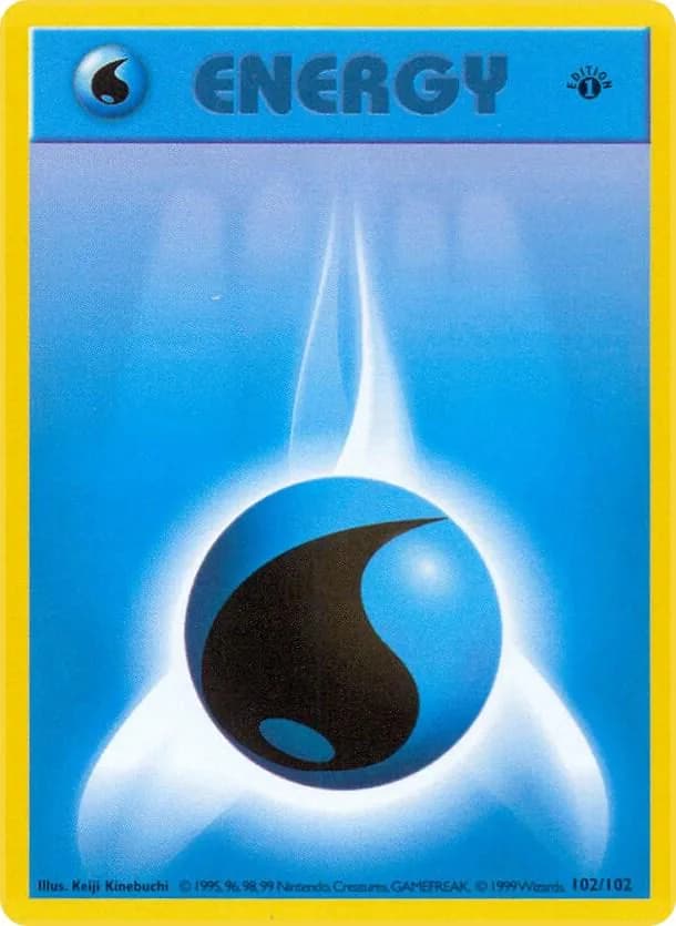 1st Edition Water Energy card front, Base Set 102/102
