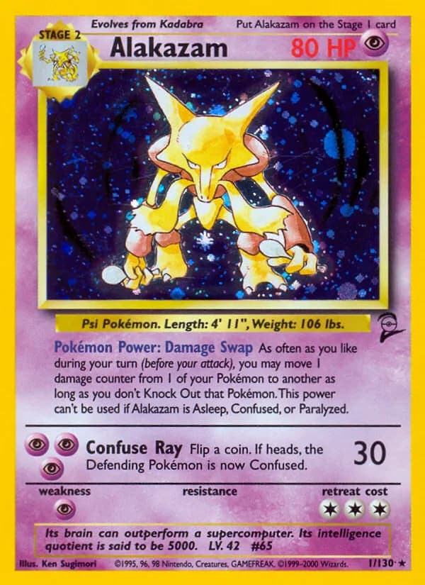 Alakazam card front, Base Set 2 1/130