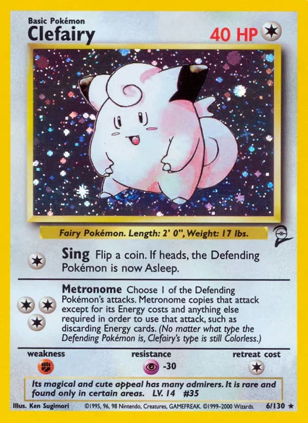 Clefairy card front, Base Set 2 6/130