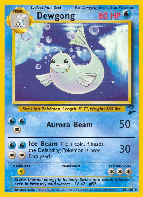 Dewgong card front, Base Set 2 36/130