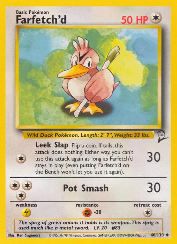 Farfetch'd card front, Base Set 2 40/130