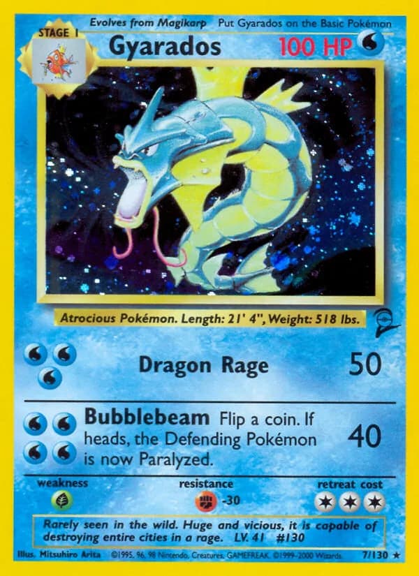 Gyarados card front, Base Set 2 7/130