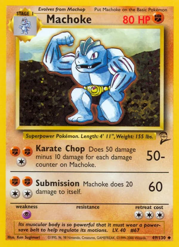 Machoke card front, Base Set 2 49/130