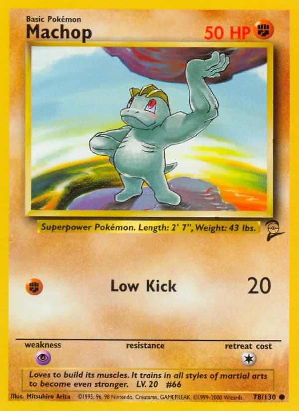 Machop card front, Base Set 2 78/130