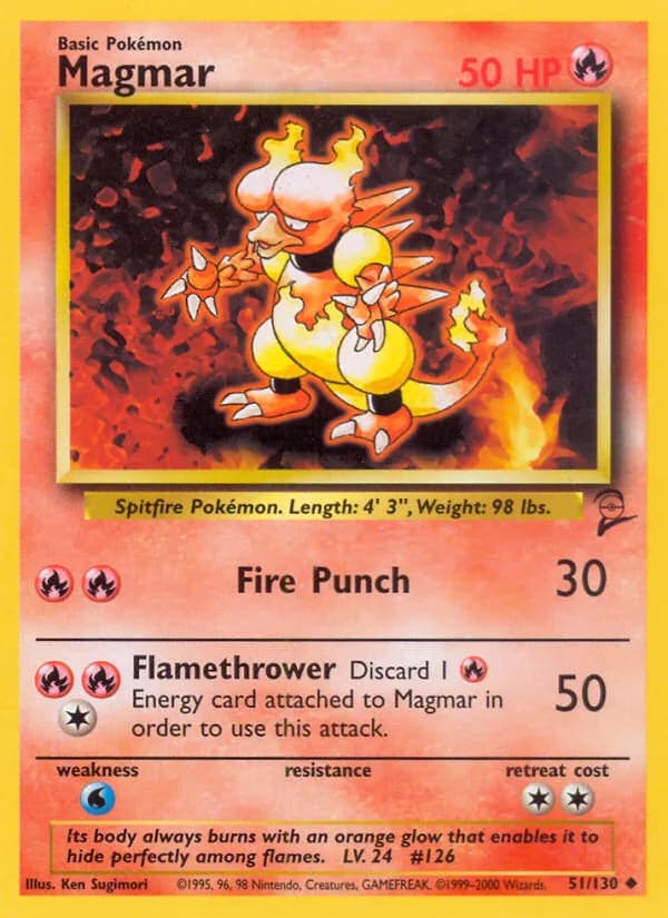 Magmar card front, Base Set 2 51/130